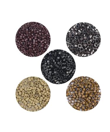 500 Pcs Silicone Lined Micro Rings Links Beads 5mm Lined Beads for Hair Extensions Tool (Black) 500 Pcs Black