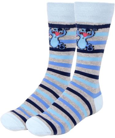 Set of Stitch Socks Blue White and Grey 3 Pairs Size 40 to 46 Long Socks in Cotton Polyamide and Elastane Original Product Designed in Spain Multicolored 40-46 - Buy Online on SooperMarket.com
