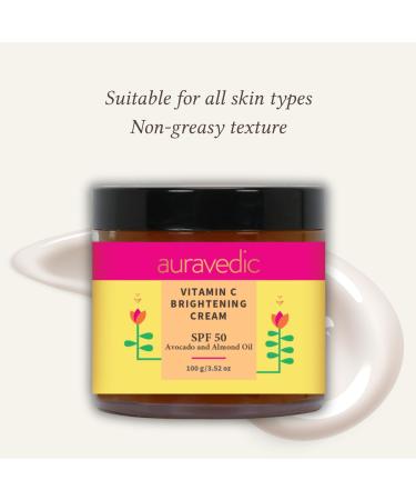 Vitamin C Face Cream with SPF 50 | Revive Dull Skin & Reduce Sun Damage | Organic Argan & Avocado Oil Moisturizer | Hydrating Sunscreen | 3.53 Oz (100g - Buy Online on SooperMarket.com