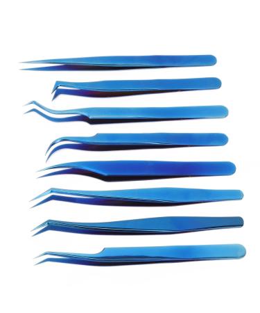 Premium 8-Part Steel Eyelash Extension Tweezers Set - Precision Fine Pointed Tools for Professionals - Buy Online on SooperMarket.com
