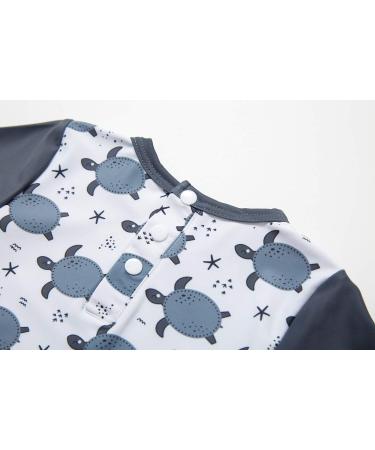 BONVERANO Baby Boys Swimsuit - Toddler Bathing Suit with UPF 50+ Sun Protection | Short-Sleeve Zipper One Piece Swimwear | 2-3 Years, Grey Turtle - Buy Online on SooperMarket.com