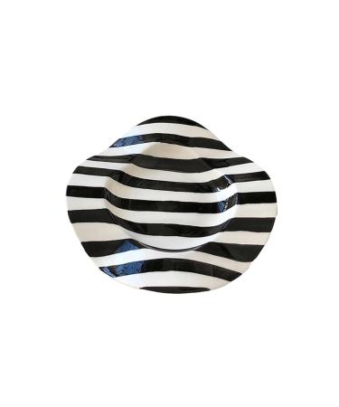 Dinnerware Dishes Plates 8 Inch Ceramic Plate Polka Dot Stripe Irregular Wave Ceramic Dessert Plate Pasta Plate Dinner Plate Ceramic Plates for Kitchen Parties Dinner Restaurant Family Party Plates ( 1