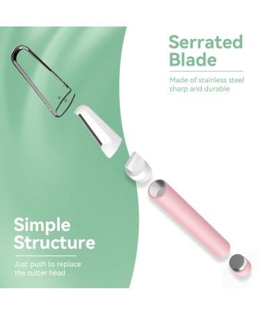 Premium Dermaplaning Tool for Women | Exfoliate Peach Fuzz & Dead Skin | Durable Eyebrow Razors with 4 Blades | Perfect Christmas Stocking Stuffer Gift - Pink - Buy Online on SooperMarket.com
