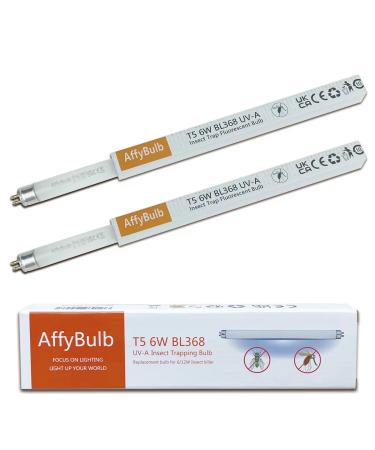 AffyBulb 2 * 6W Replacement Bulbs for Fly Killer/Insect Zapper - 9in T5 BL368 UV Tubes 6W - 2 PCS