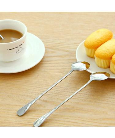 BCDlily Stainless Steel Dinner Spoons Long Handle Tea Coffee Spoons Cutlery Tableware Home Kitchen Dessert Spoon Gift (Silver 2) - Buy Online on SooperMarket.com