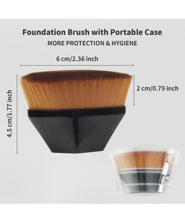 4 Pack Flat Top Travel Kabuki Makeup Brushes with Protective Case - Ideal for Blending Liquid, Cream, or Powder Cosmetics - Easy to Carry Momma Brushes in Black, Blue, and Salmon-pink - Buy Online on SooperMarket.com