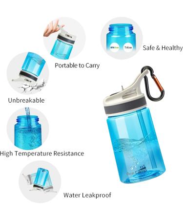 Kids Water Bottle 2 Pack with Straw - 12oz BPA-Free Small Bottles for School, Boys, Girls - Leakproof, Portable, Blue - Perfect for Outdoor Sports, Travel - Includes Clip - Tritan Material - Buy Online on SooperMarket.com