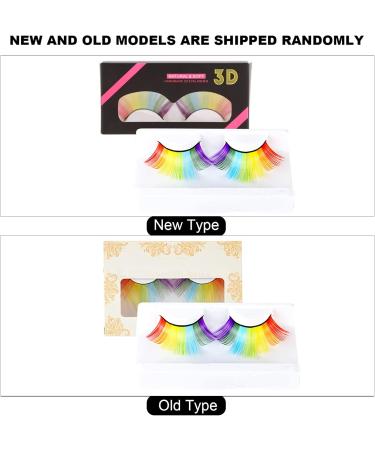 Rainbow False Eyelashes DIY Lash Extension 3D Volume Fake Eyelash Strips Exaggerated False Eyelashes Party Stage Cosplay Accessory for Performance - Buy Online on SooperMarket.com