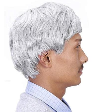 BGHJUE Men's Gray Short Straight Wig | Stylish Old Man Bobo Hairstyle for Daily Wear - Buy Online on SooperMarket.com