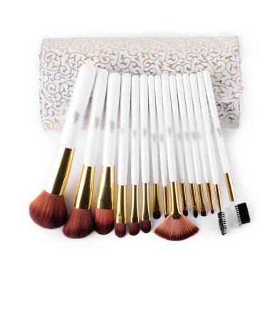DFHBFG 15 Makeup Brushes Set Full Set of Makeup Tools White Makeup Tools 1 D