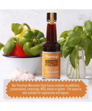 Thornleys Worcester Style Sauce | 1 Bottle x 150ml | No Additives Preservatives Colours MSG Wheat or Gluten | Suitable for Vegans | Ideal to Add to Soups Casseroles Stews and More 150 ml (Pack of 1) - Buy Online on SooperMarket.com