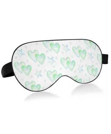 Haskirky Light Blocking Eye Mask Breathable and Adjustable Adult Men and Women Travel on Business Trips Yoga Meditation Light Smooth Comfortable Eye Mask Office Deep Sleep Goodies Green Hearts Blue