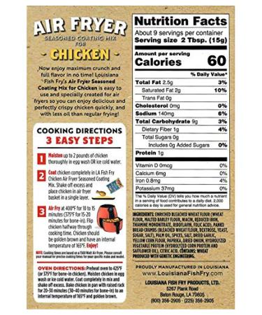 Louisiana Fish Fry Air Fryer Chicken Seasoned Coating Mix - 5 Oz | Crispy & Delicious Flavor - Buy Online on SooperMarket.com