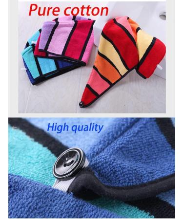 Anller 2 Pack 100% Cotton Hair Towel Wrap for Women - Red & Blue | Hair Drying Towel with Button | Dry Hair Hat Shower Head Towel - Buy Online on SooperMarket.com
