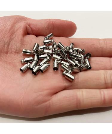 50pcs 4mm x 9mm Rhodium Plated Glue-in Necklace Cord Crimp End Caps - Tassel Beads Crimps - Buy Online on SooperMarket.com