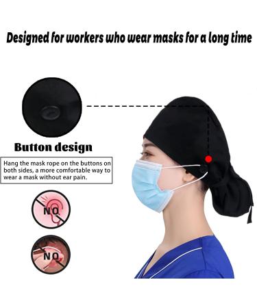 YUESUO Cotton Working Cap with Adjustable Ponytail Ribbon Tie Back - Black, One Size - Buy Online on SooperMarket.com