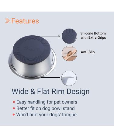 Peggy11 6-Cup Stainless Steel Anti-Slip Dog Bowls - Set of 2 - Buy Online on SooperMarket.com
