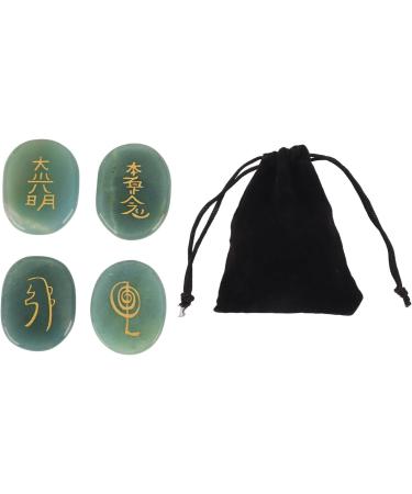 Rune Stones Reiki Oval Witch Set 4Pcs Stones Crafts Hobbies (Green) - Buy Online on SooperMarket.com