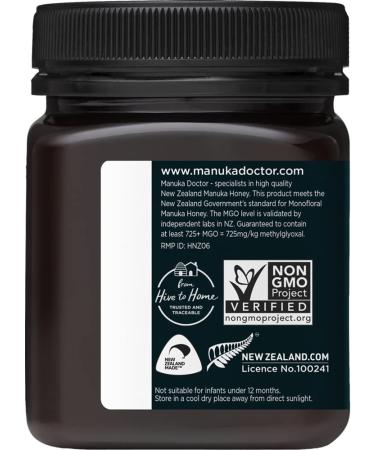 Manuka Doctor MGO 725+ Monofloral Manuka Honey - 100% Pure New Zealand Honey | Certified, Guaranteed, RAW | Non-GMO (8.75 oz) - Buy Online on SooperMarket.com