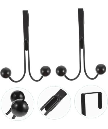 NAMOARLY 2pcs Double Hook Wall Mounted Clothes Rack Door Clothes Hangers Punch- Hook Back Door Nail 14x9cm Black - Buy Online on SooperMarket.com