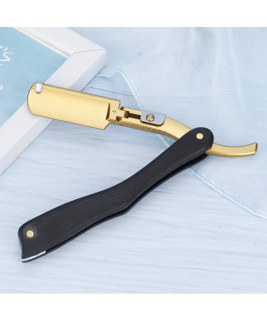 Hand razor for men's professional razor with a straight edge of foldable hair and bare shapers hairdresser with a straight steel blade and wooden handle (#2)
