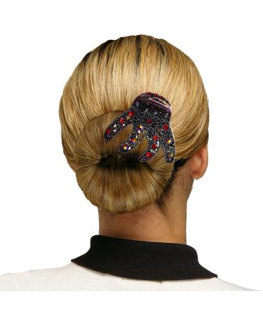 JCGY Antique Bronze Metal Hair Claw with Sparkly Red Crystals - YY86410Red, Red/Bronze Trim - Buy Online on SooperMarket.com