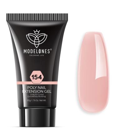 Modelones Poly Nail Gel Builder 50ML 1.76oz Light Apricot Color Nail Extension Gel Enhancement Nail Thickening Acrylic Extension Trial Professional Technician Tool