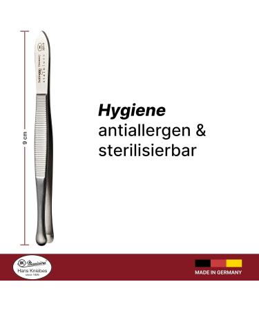 HK Manicure by Hans Kniebes - 9 cm Diabetic & Rounded Eyebrow Tweezers | Premium Stainless Steel from Solingen - International Shipping Available - Buy Online on SooperMarket.com