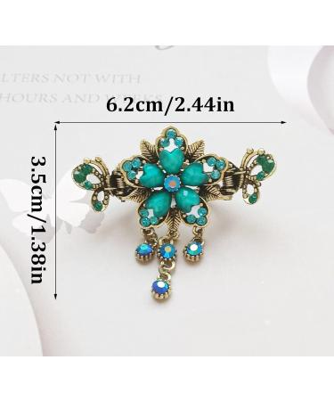 Flower Butterfly Hair Barrettes Vintage French Rhinestone Hair Clasps Claws Floral Hair Clips Accessories for Women Girls Teens (Blue C) - Buy Online on SooperMarket.com