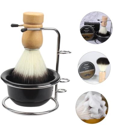 Beavorty Shaving Foam Bowl & Badger Brush Set - Essential Men's Grooming Kit for Travel | Black 12x8.5cm - Buy Online on SooperMarket.com
