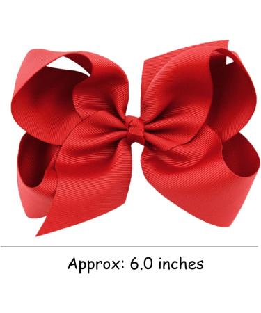 2Pcs 6 Inch Large Grosgrain Ribbon Red Hair Bows Barrettes Clip for Girls | School Hair Accessories for Toddlers & Teens - Buy Online on SooperMarket.com