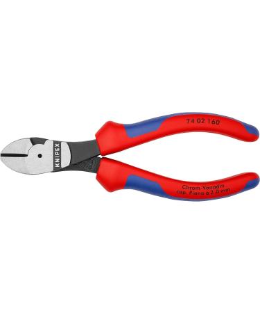Knipex High Leverage Diagonal Cutter black atramentized with multi-component grips 160 mm (self-service card/blister) 74 02 160 SB Multi-component Grips Blue/Red 160 mm atramentized on self-service card - Buy Online on SooperMarket.com