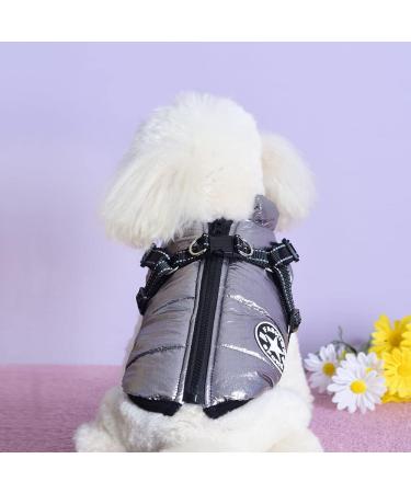 2 in 1 Dog Jacket with Harness for Small Dogs - Warm Outdoor Sports Vest Coat - XXL Silver - Buy Online on SooperMarket.com