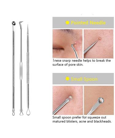 9PCS Blackhead Remover Comedone Extractor Kit with Tweezers and Free Eyebrow Brush - Buy Online on SooperMarket.com