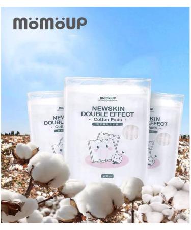 Momoup Organic Cotton Sheets 200 Pieces/Bag 100% Organic Unbleached (2# Double Effect Makeup Pads - 3 Bags) - Buy Online on SooperMarket.com