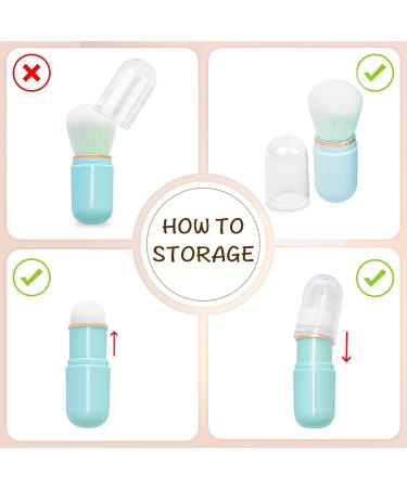 Retractable Kabuki Brush Travel Makeup Brush Cute Capsule-shape Blush Brush Foundation Brush Suitable for Liquid Foundation Pressed Powder Contour Cream Blue - Buy Online on SooperMarket.com