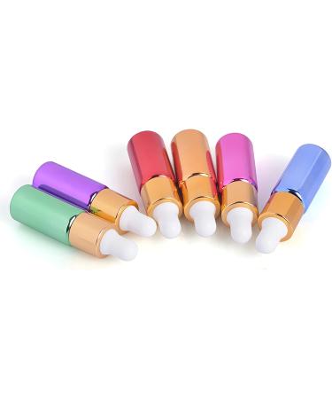 Tianzd 6-Pack 5ml Empty Chrome Purple Drip Bottles with Glass Pipette - Ideal for Perfume & Essential Oils - Buy Online on SooperMarket.com