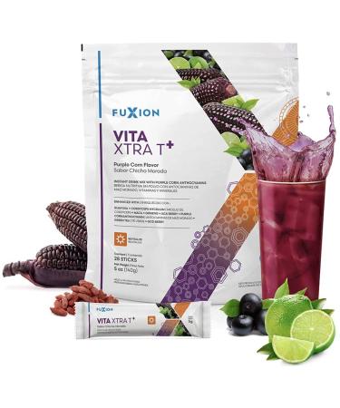 Fast Acting Energizing Tea by Fuxion Vita Xtra T-Mix All Natural Herbs&Fruits for Natural Energy (Purple Corn, 28 Sachets)