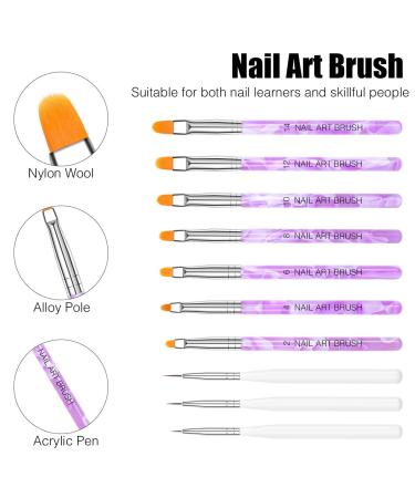 10-Part Nail Brush Set for Gel & Acrylic Nails - Perfect for Manicure & Nail Art Design | International Shipping Available - Buy Online on SooperMarket.com