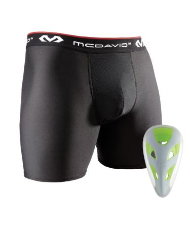 McDavid 9255 Youth Boxer Short with Flex Cup, Black, Large