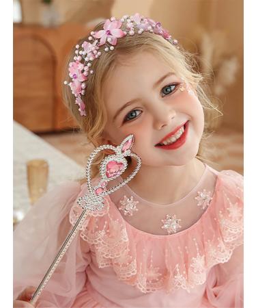 IYOU Flower Girl Hair Accessories Pink Floral Wedding Headband Pearl Wedding Holy Communion Headpiece for Girls - Buy Online on SooperMarket.com