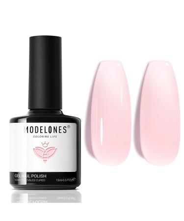Modelones Jelly Gel Nail Polish 15 ML Neutral Sheer Nude Pink Gel Polish Translucent Soak off LED Nail Gel DIY Manicure 2024 Nail Gel Polish Gift for Girls Women Jelly Light Pink