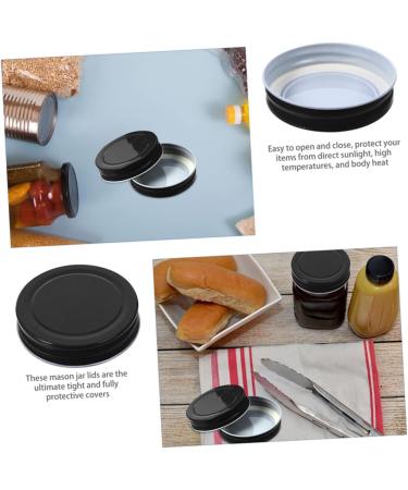 IMIKEYA 16pcs Mason Jar Lids Mason Bottle Lid Canning Jar Caps Sealing Caps Glass Jar Top Metal Lids Black Regular Mouth Mason Jar Lid Bulk Jars Canners for Tinplate Glass Bottle One Body 7.00X7.00X1.50CM Black - Buy Online on SooperMarket.com
