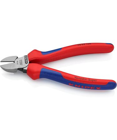 Knipex Diagonal Cutter black atramentized with multi-component grips 160 mm (self-service card/blister) 70 02 160 SB Multi-component Grips Blue/Red 160 mm atramentized on self-service card - Buy Online on SooperMarket.com