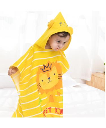Supgomax Hooded Bathing Poncho for Kids - Cartoon Lion Beach & Bath Towel Absorbent Child Towels for Swimming & Shower - Buy Online on SooperMarket.com