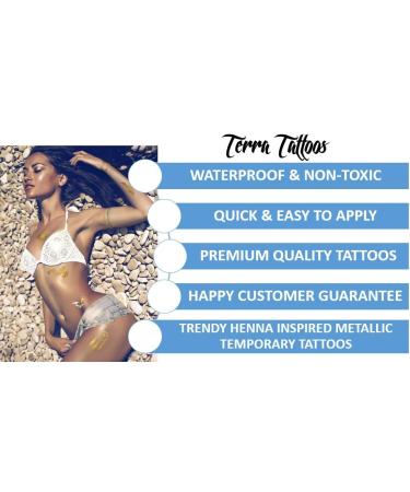 Terra Tattoos Metallic Temporary Tats - 75+ Egyptian Designs, Waterproof & Long Lasting - Ideal for Beach, Festivals & More! - Buy Online on SooperMarket.com