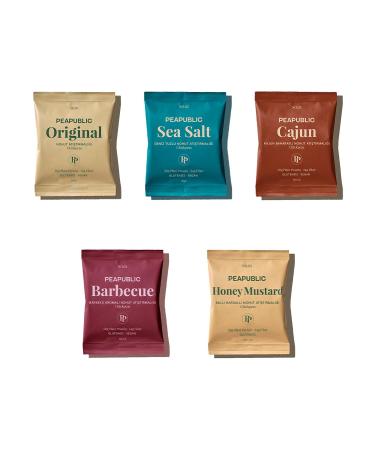 PEAPUBLIC Crunchy Roasted Chickpeas : Variety Pack I Original Sea Salt Cajun Barbecue Honey Mustard I High Plant Protein High Fibre Plant Based Good For You I 5 Packs (100 g each)