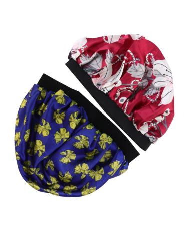 Beavorty 2pcs Shower Cap Scarfhats for Women Womens Shower Caps Satin Bonnet for Kids Hair Loss Cap Resuable Bathing Cap Satin Bonnets Women Bathing Shower Accessories Elastic Cap 27x20cm Blue
