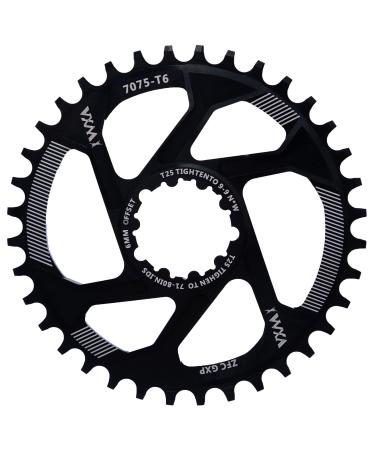 YBEKI Bicycle Chainring 30T 32T 34T 36T 38T Chainwheel Offset 3mm 6mm Narrow Wide Chainring MTB GXP Sprockets for GXP XX1 X9 XO X01 NX XX GX Direct Mount Crankset Black 6mm Offset 36T