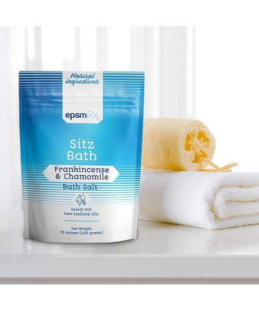 Sitz Bath Salt 15 Oz - Epsom Salt Soak with Frankincense & Chamomile Essential Oils | Relax & Soothe International Shipping - Buy Online on SooperMarket.com